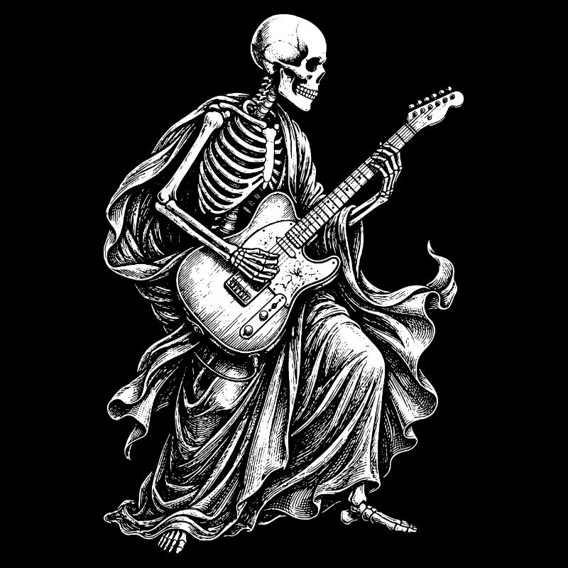 Skeleton Guitarist in Flowing Robe