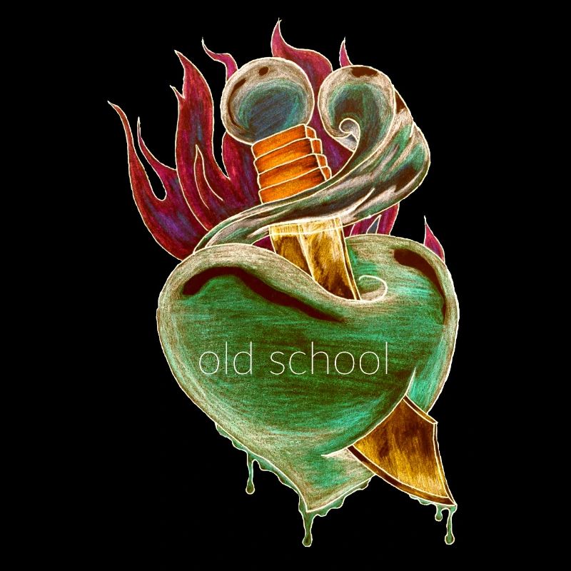 Old School Herz mit Flamme