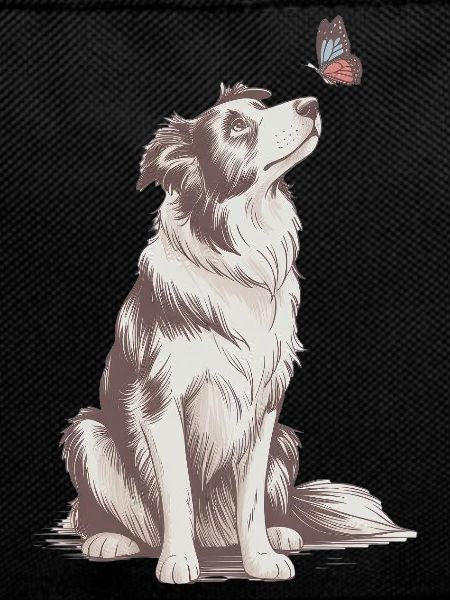 Herding Dog Butterfly Illustration Art Motif