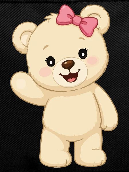 Cuddly bear with pink bow
