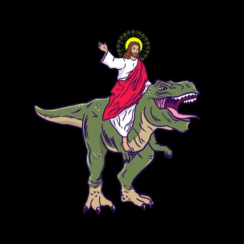 Jesus rides dinosaur Jesus parody