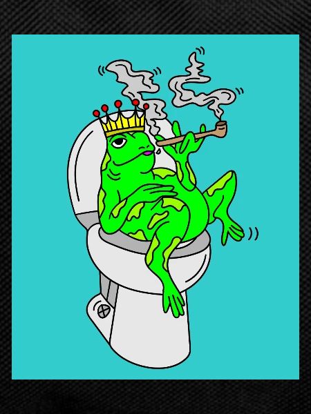 Smoking frog on the toilet