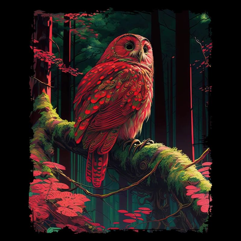 Rote Eule Mystisch Fantasy Wald