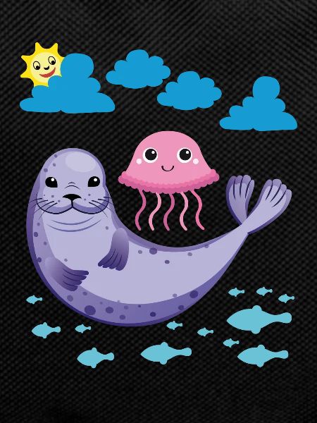 Small seal Sun Fish Jellyfish