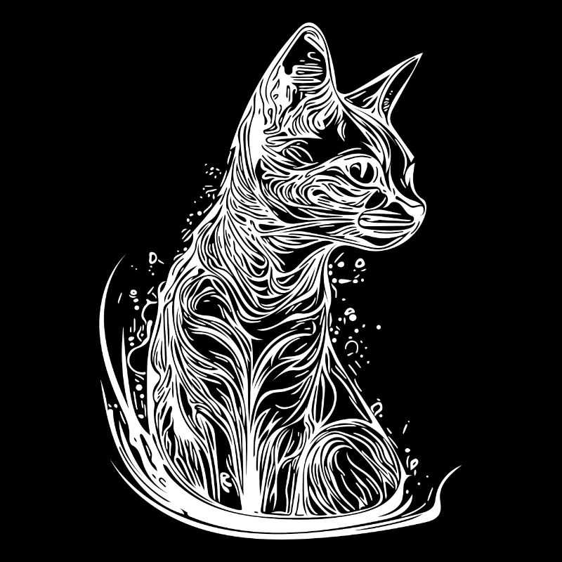 Petit chat mignon dans un style de tatouage vintage