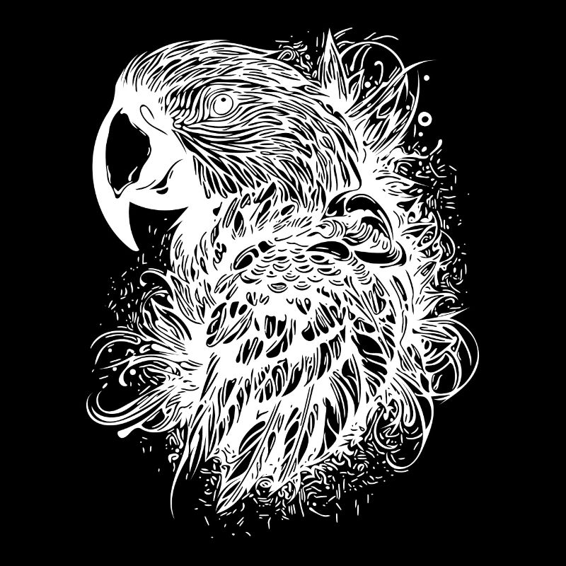 Parrot Vintage Bird Portrait Drawing