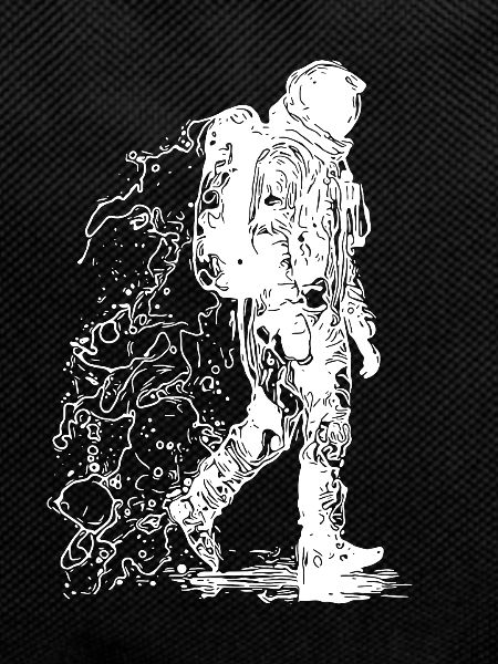 Space astronaut in moonlight dust