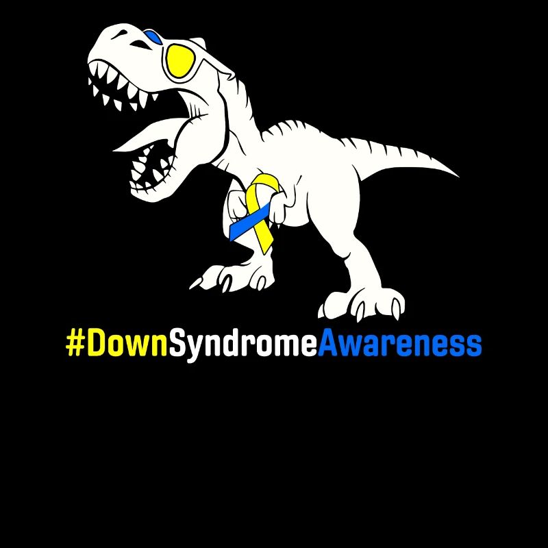 Down-Syndrom-Bewusstsein Blauer und gelber Dinosaurier