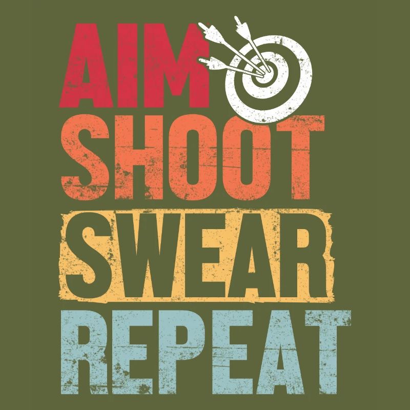 Aim Shoot Swear Repeat Archery Retro Groovy Bow