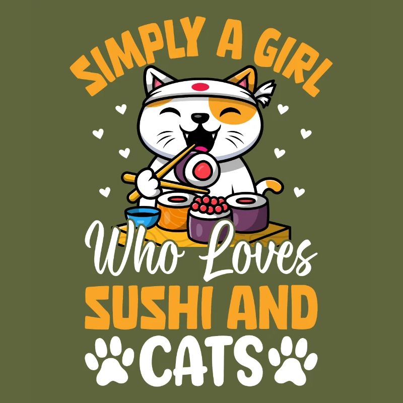 Einfach ein Mädchen, das Sushi und Katzen liebt Lustig