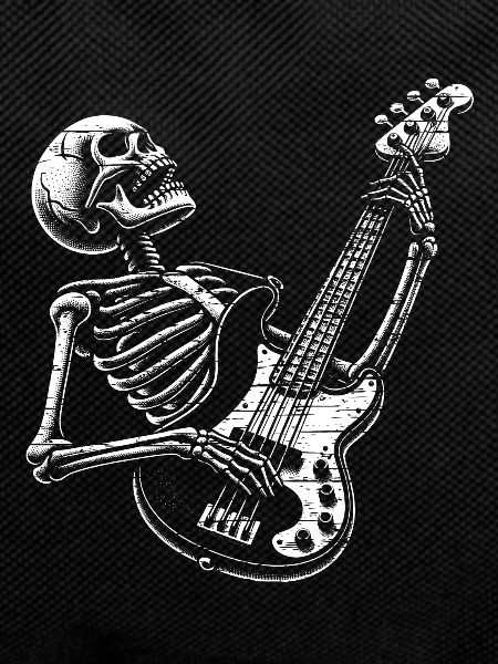 Skeleton Skull with Bass Guitar
