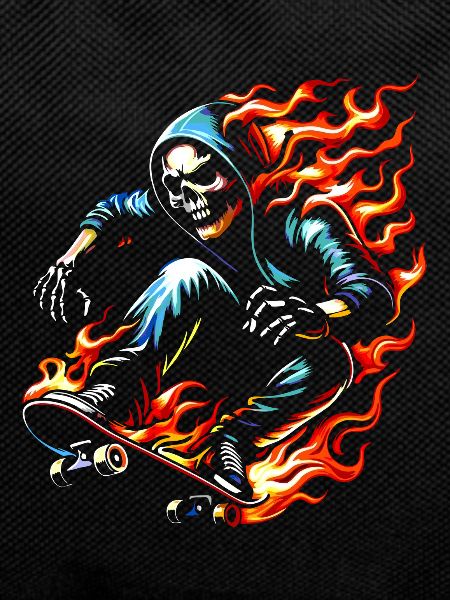Skull skeleton on skateboard