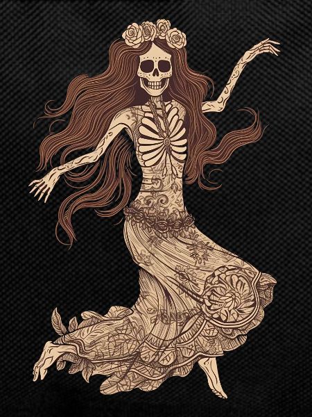 Cheerful 60s 70s Hippie Skeleton