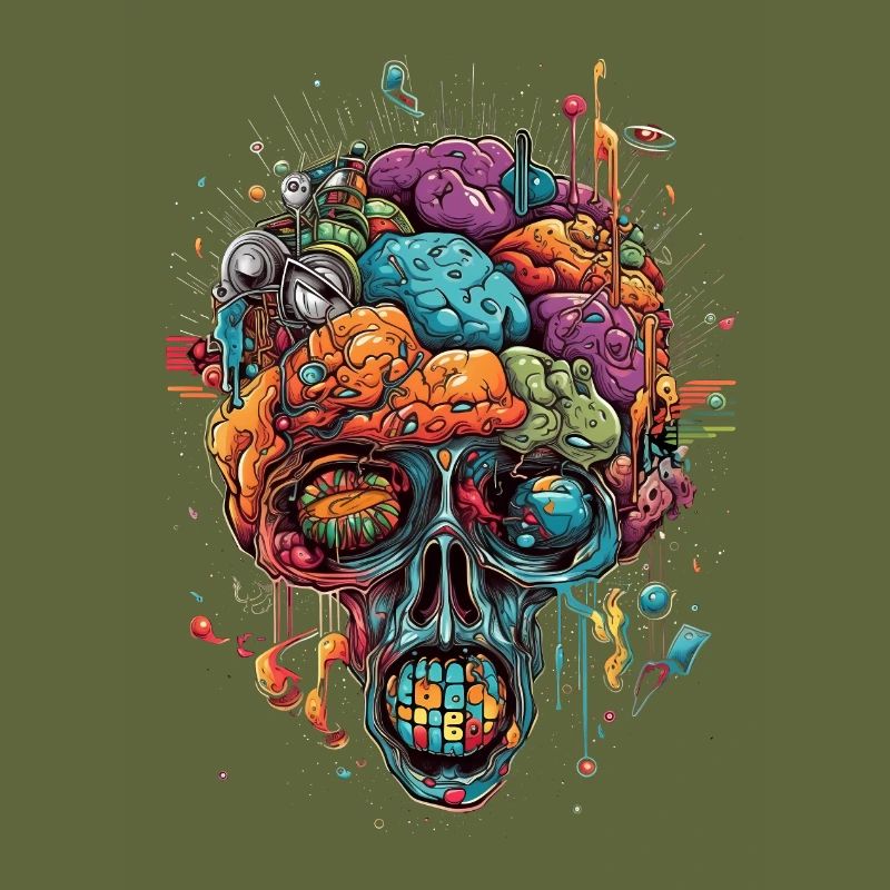 Surrealistic, psychedelic skull