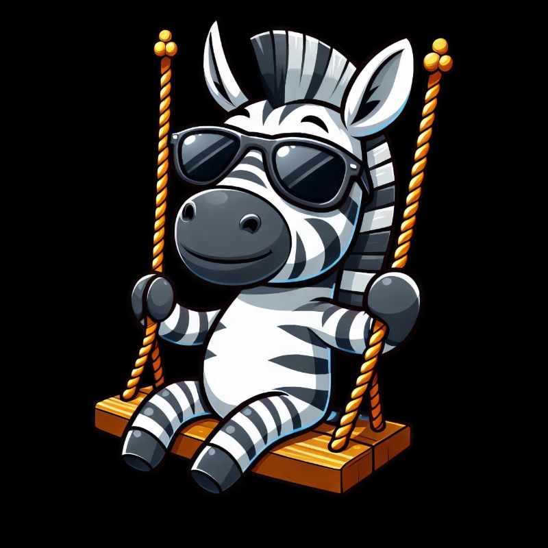 Cute Zebra Swing Playground Cartoon