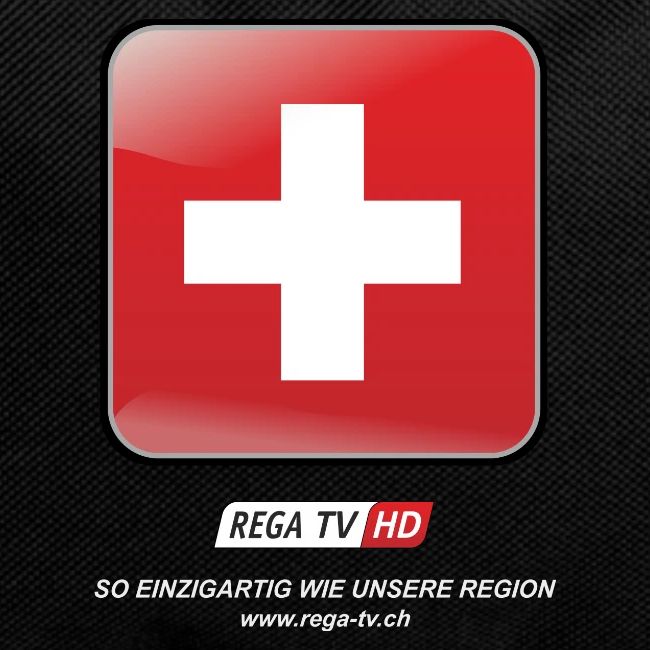 REGA-TV: Switzerland, weisse Schrift