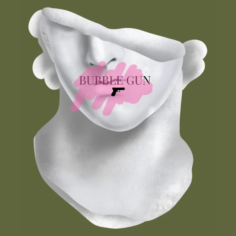 Bubble Gun Half Face White Sculpture Back