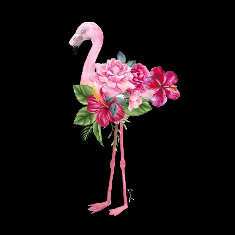 flamingo with flowers