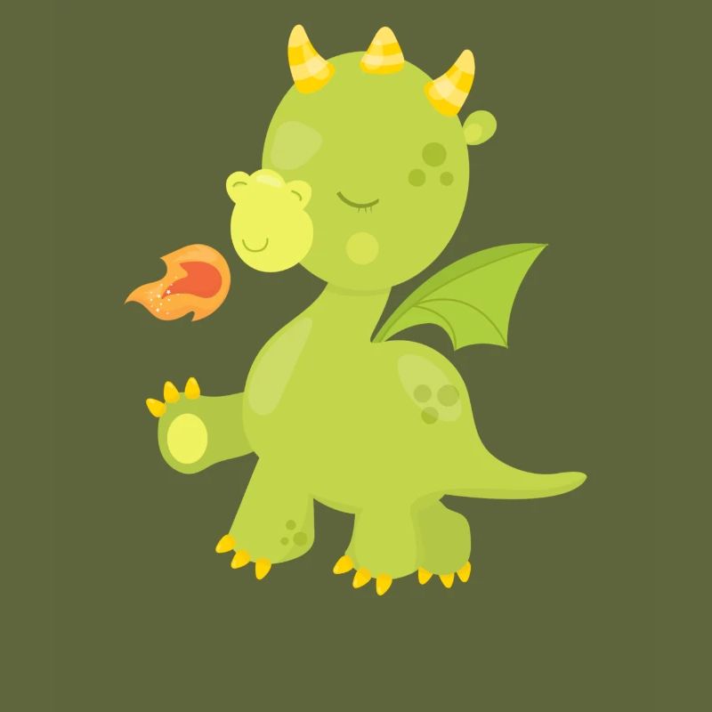 Dragon De Conte De Fées Mignon Bébé Dragon Breathing Fire