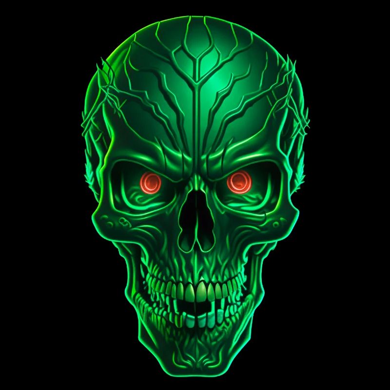 Crâne techno vert