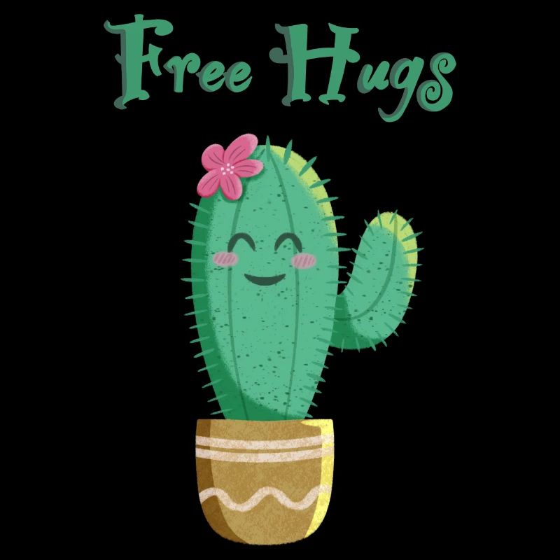 Cute cactus loves hugs
