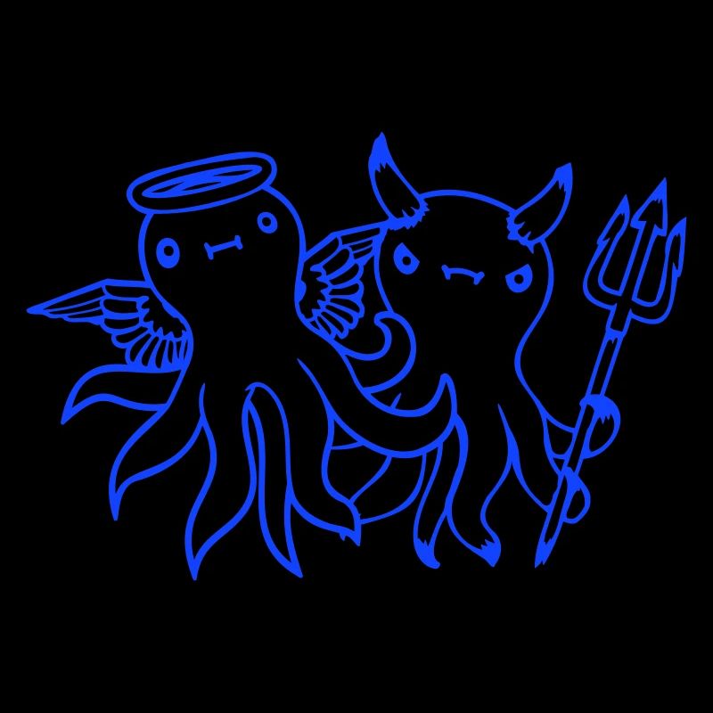 2 Octopus Devil Angel Heaven Hell Team Friends