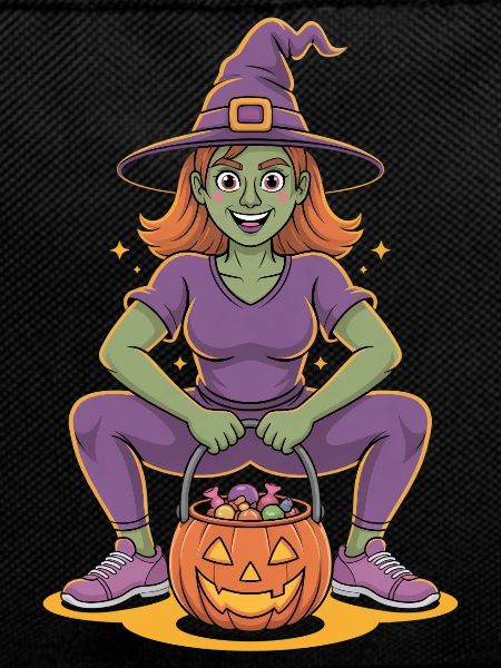 Halloween Witch with Pumpkin and Candy