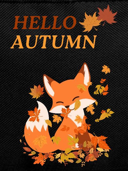 Playful fox with leaves