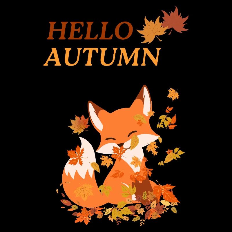 Playful fox with leaves