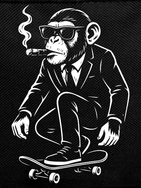Dapper Monkey auf dem Skateboard