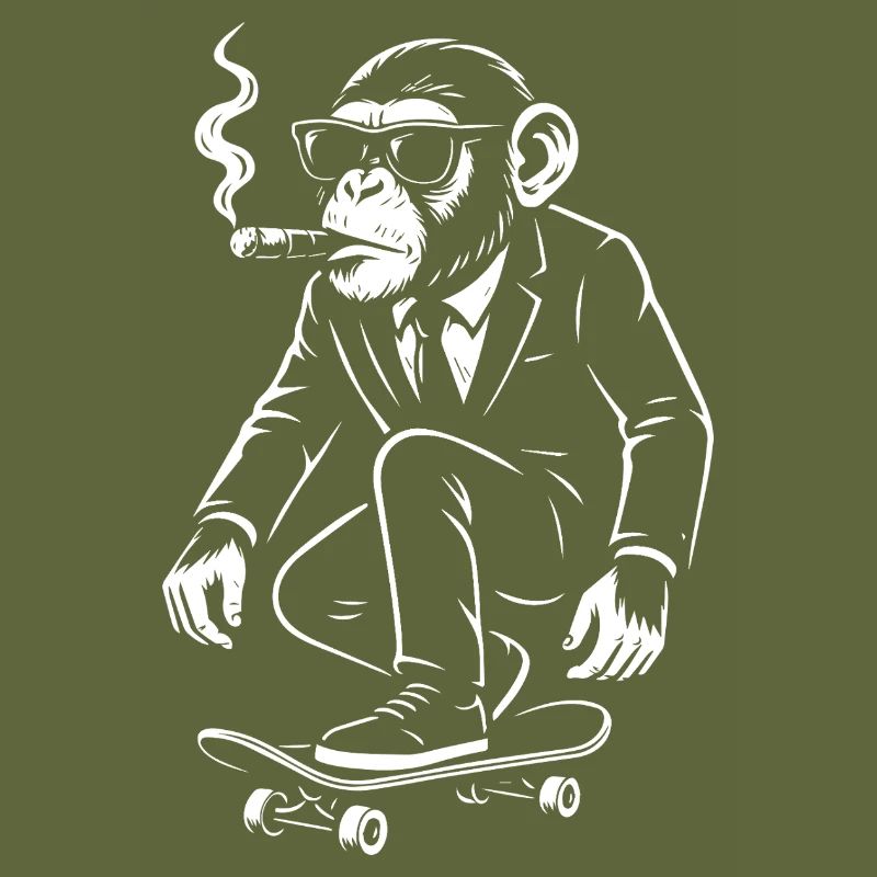 Dapper Monkey on Skateboard