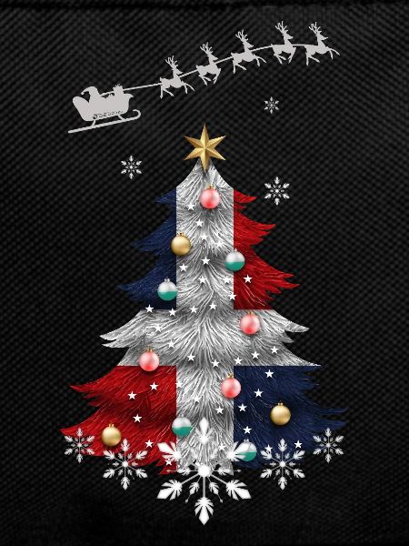 Christmas tree with Dominican Republic flag