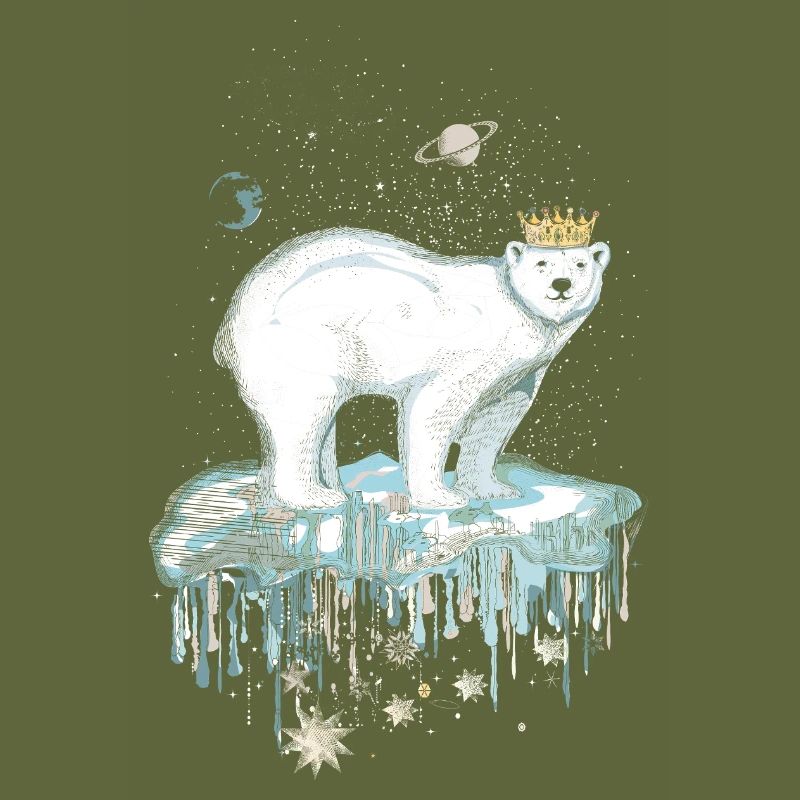 Majestätischer Eisbär mit Krone auf Eisscholle