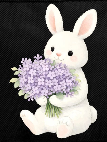 Bunny with lilac illustration