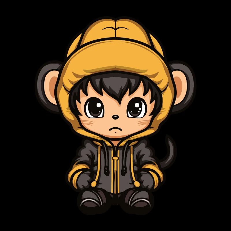 Affe Winter Comic Niedlich