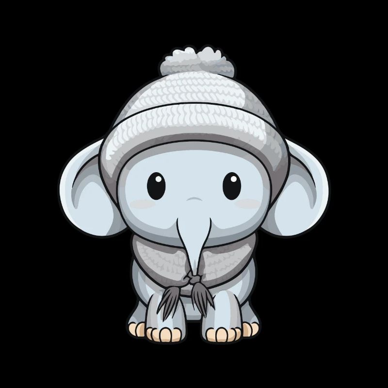 Elefant Winter Comic Niedlich