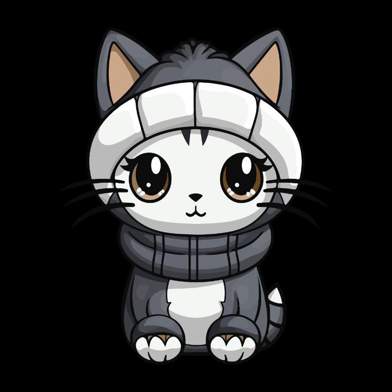 Chat Hiver Animal Mignon Bande Dessinée