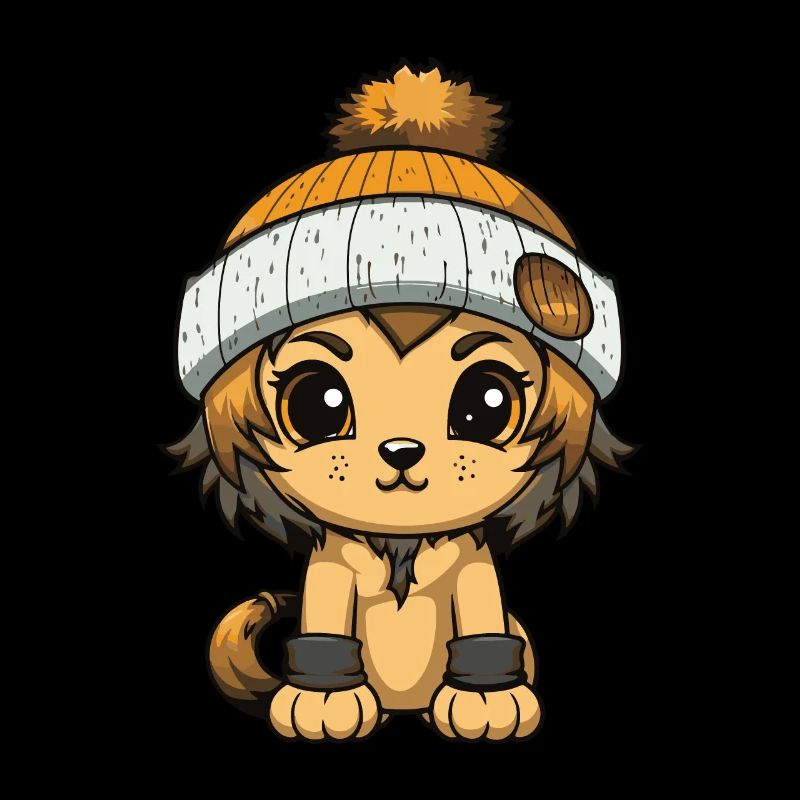 Lion Winter Animal Cute Comic