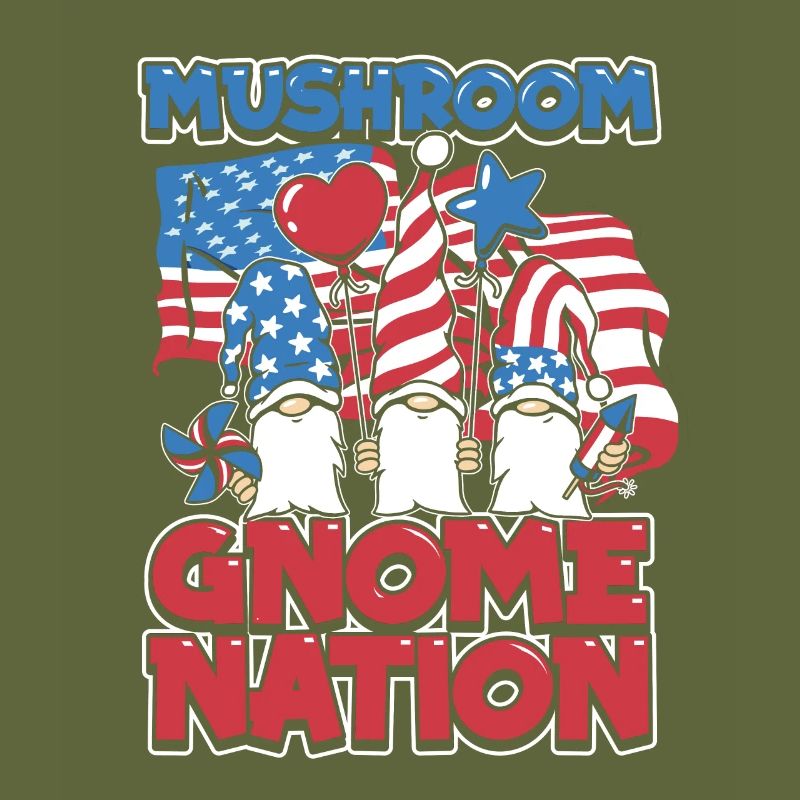 Champignons cueilleurs de champignons Drapeau américain Champignon nain