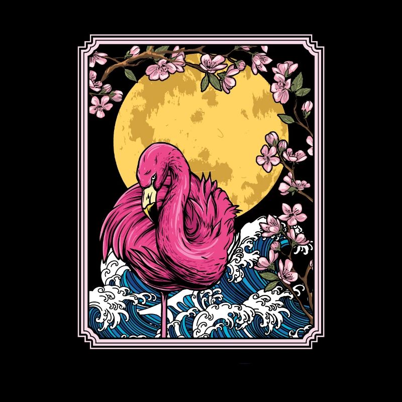 Flamingo Japon Cerisier Fleur Lune