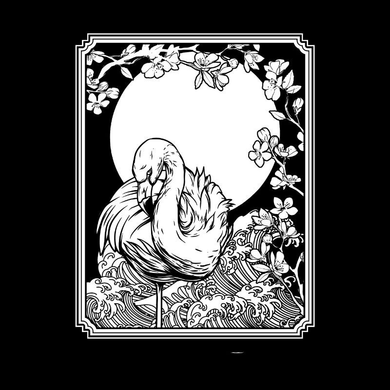 Flamingo Japon Cerisier Fleur Lune