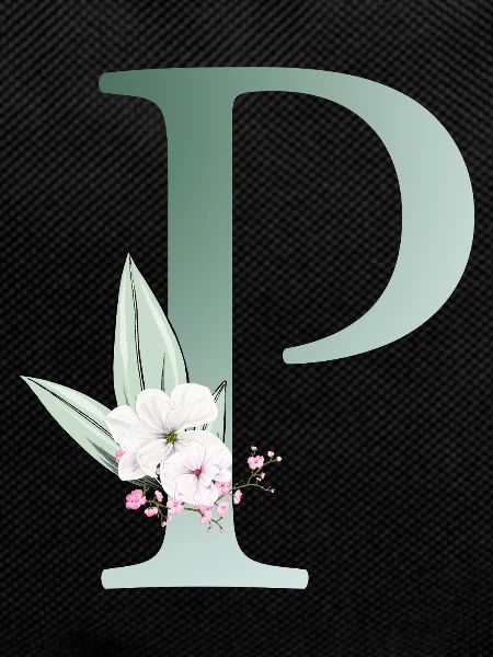 P Monogram, Floral, Customizable