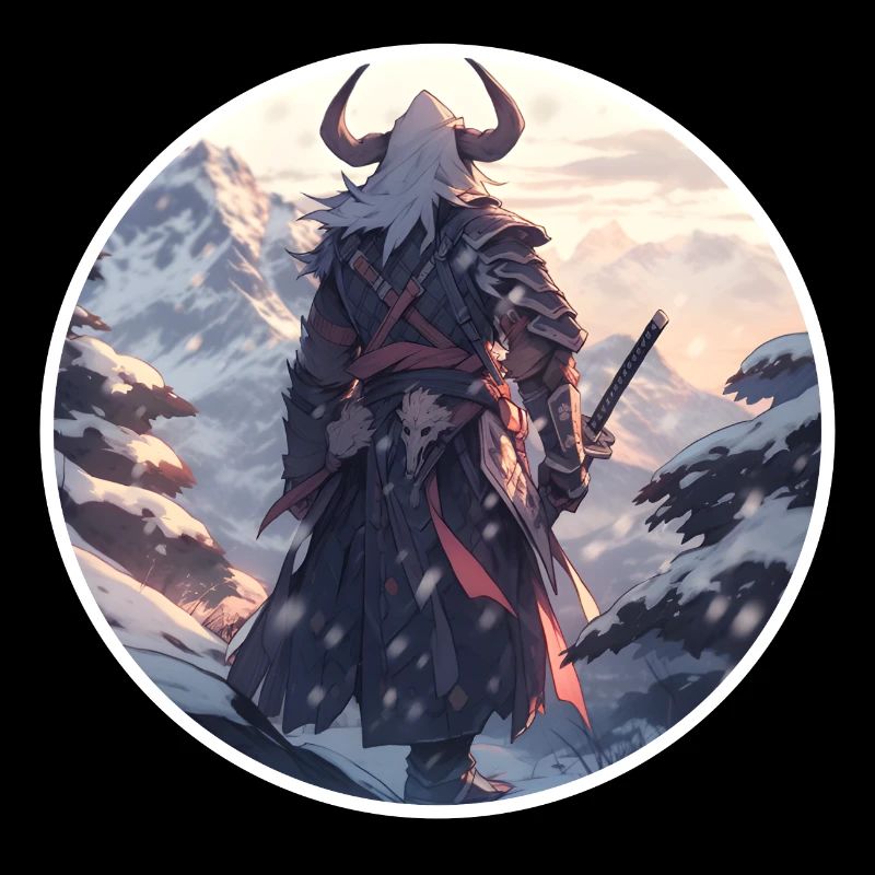 Samurai in snowy landscape