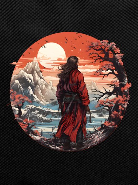 Samurai in snowy landscape