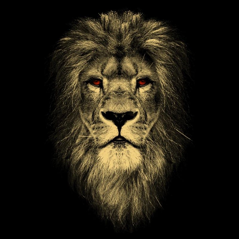 Cool lion with red eyes - Strength Courage Pride