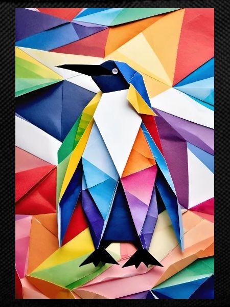 Rainbow Origami Penguin