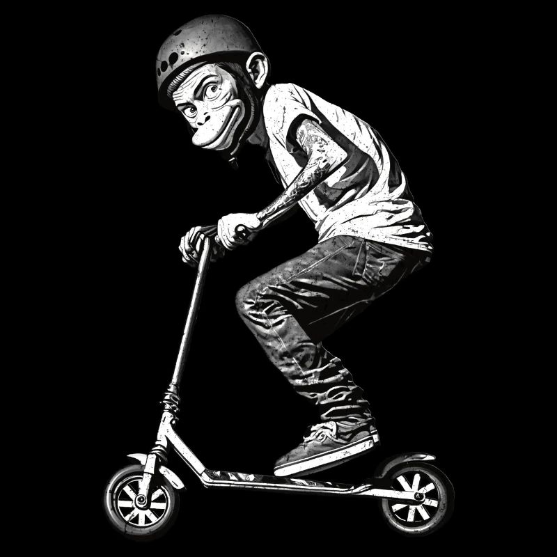 Stunt Scooter Monkey Does Tricks