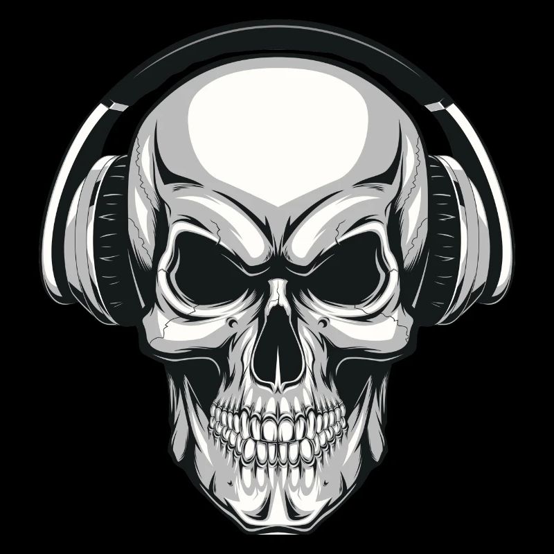 Skull with headphones