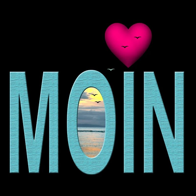 Moin Meer Holztextur mit Herz