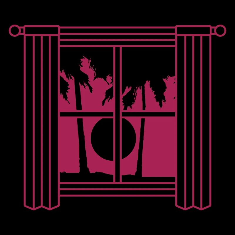 Sun Palm Trees Window Curtain